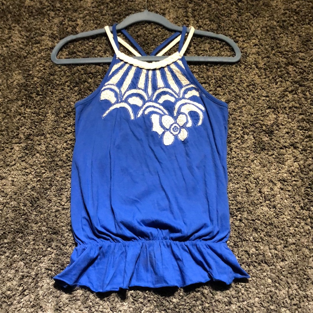 Blue and White Tank Top